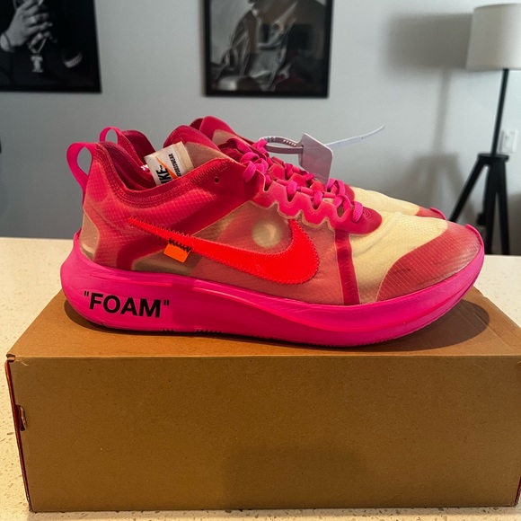 Nike Off White Pink Zoom Fly - Picture 2 of 6